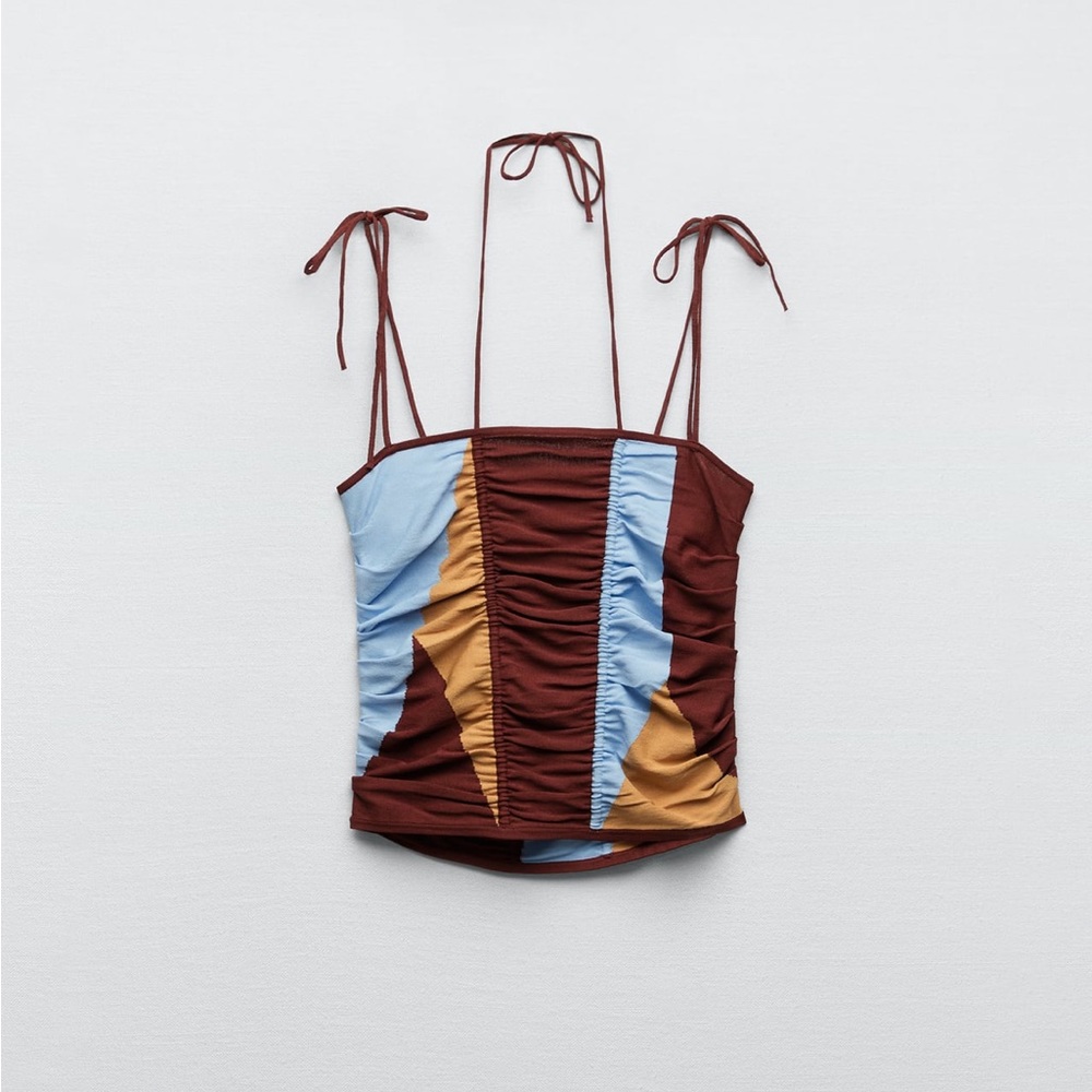 Zara multi color halter top with spaghetti straps